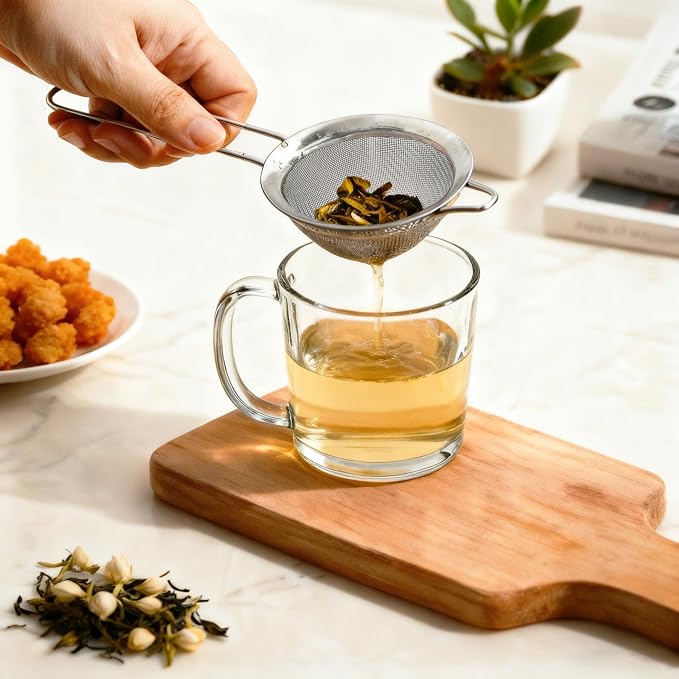3Pcs Fine Mesh Strainer with Handle, Small Medium Large Size Sieve Strainers Set - Image 4