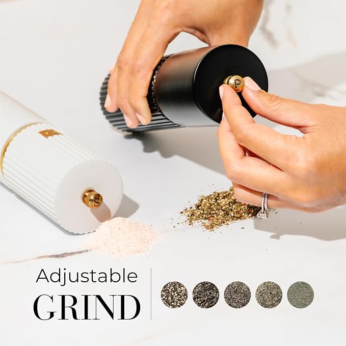 Wooden Salt and Pepper Grinder Set – Refillable Manual Salt and Pepper Mills - Image 3