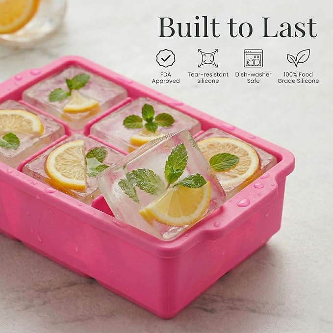 KitchFort Large Silicone Ice Cube Tray, Easy Release 2" Big Ice Cubes - Image 2
