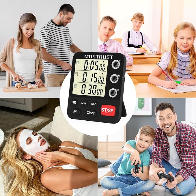 Digital Dual Kitchen Timer, 3 Channels Triple Countdown Timer - Image 6