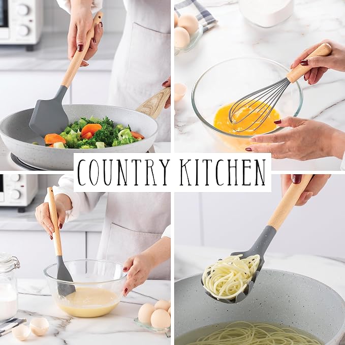 Country Kitchen Non Stick Silicone Utensil Set - Image 4