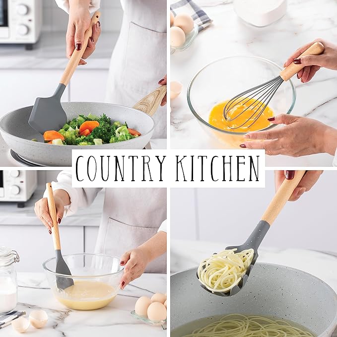 Country Kitchen Non Stick Silicone Utensil Set - Image 3