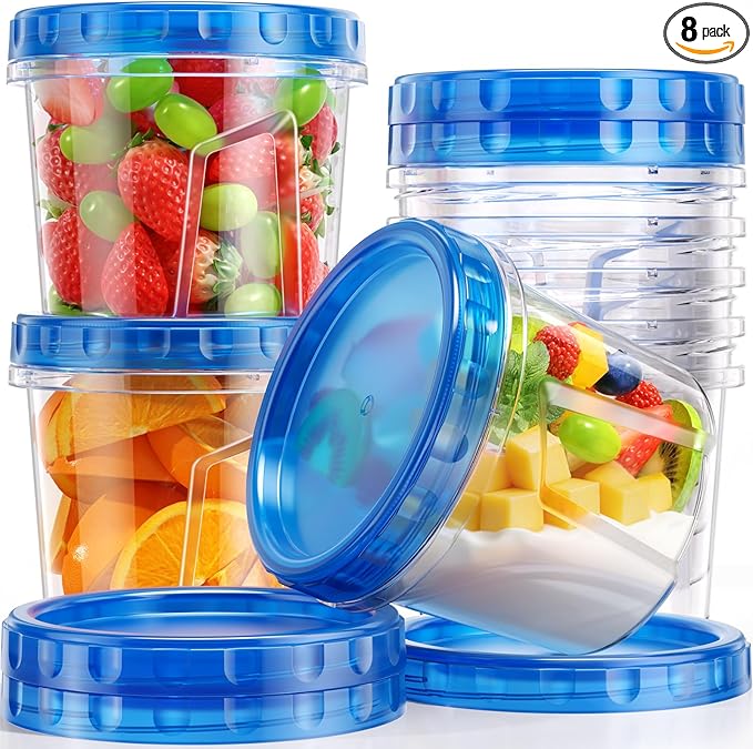 Canfanni 8 Pack-24 OZ Freezer Storage Containers, Plastic Soup Container by Canfanni