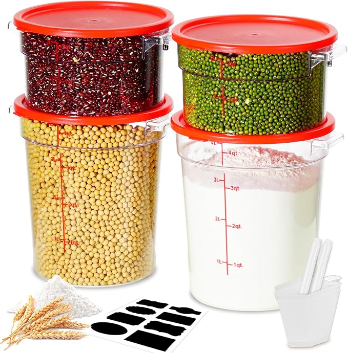 2QT NSF Food Storage Containers: 8 PCS Commercial Clear Round Food Storage by SVKLHY