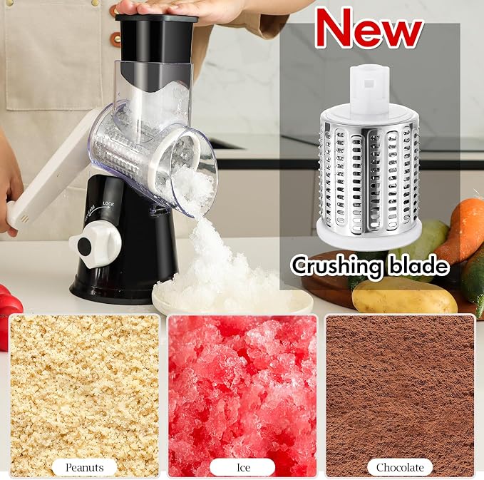 Ourokhome Rotary Cheese Grater Hand Crank, Kitchen Shredder Speed Mandolin - Image 3