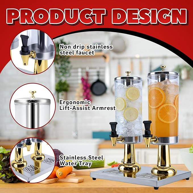 2-Gallon Drink Dispenser with Stainless Steel Drip Tray - Image 5