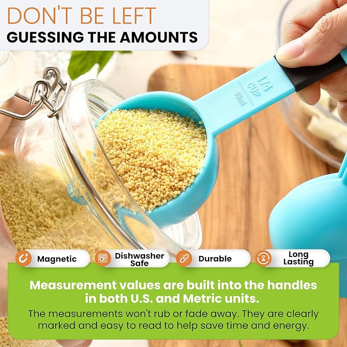 Spring Chef Magnetic Measuring Cups and Spoons Set of 9, Nesting Plastic - Image 4