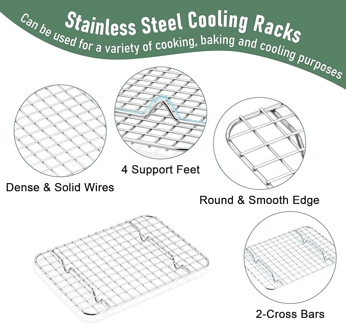 Homikit Toaster Oven Pan with Rack Set, 9 x 7 Inch Stainless Steel Small Cookie - Image 4