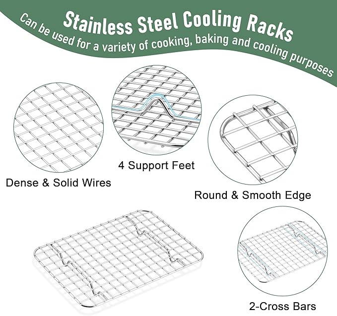Homikit Toaster Oven Pan with Rack Set, 9 x 7 Inch Small Baking Sheet with Wire - Image 4
