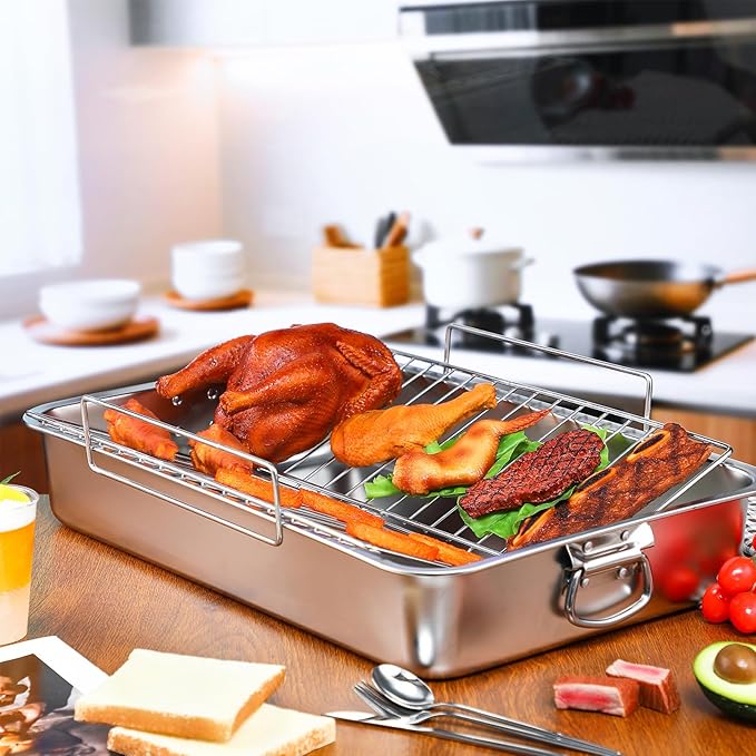 Teenyyou Extra Large Stainless Steel Turkey Roaster - Image 3