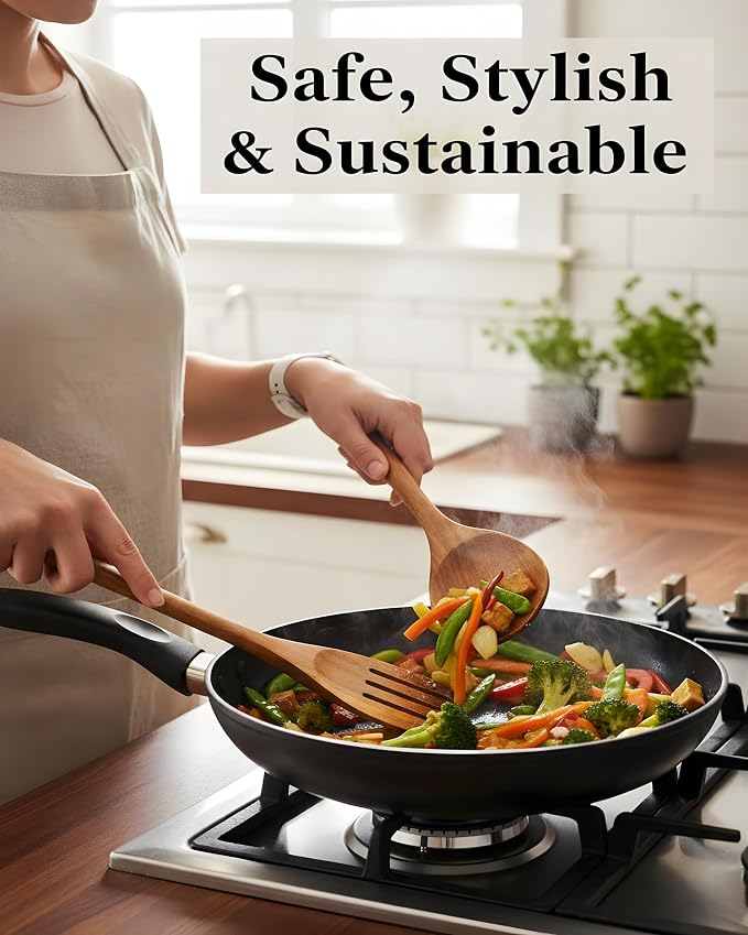 10-Piece Natural Teak Wood Utensil Set - Image 4