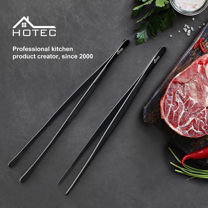 HOTEC Kitchen Tweezers Tongs Stainless Steel Professional Chef Tweezers - Image 8