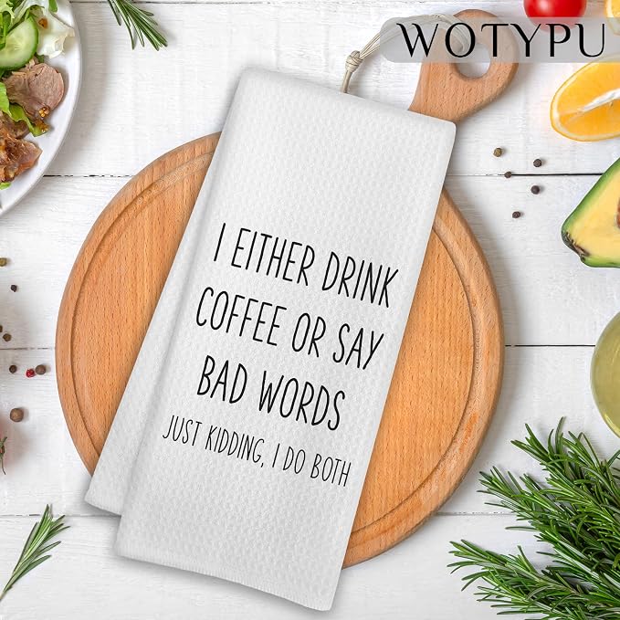 Funny Coffee Kitchen Towels, Coffee Lover Gifts Dish Tea Bar Towels, Funny - Image 2