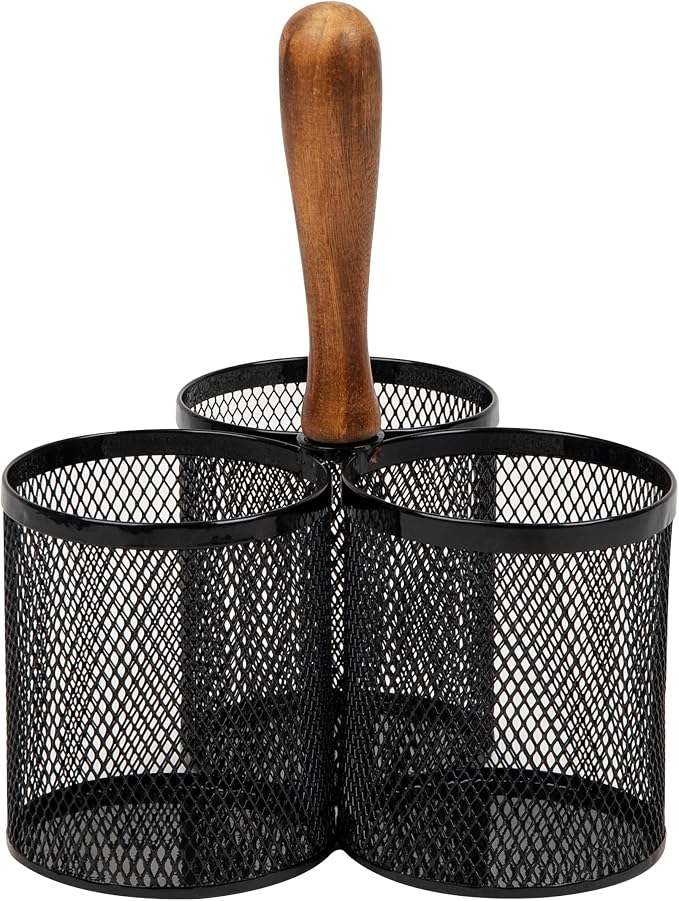 Mind Reader Utensil Holder, Cutlery Holder, Metal Mesh, 7.5"L x 7.5"W x 9.75"H - Image 7