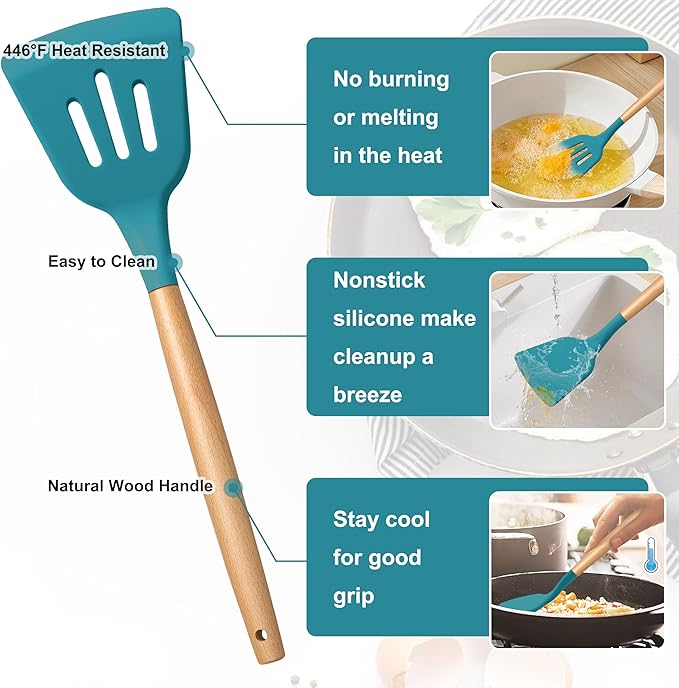 E-far Silicone Cooking Utensils Set, 5-Piece Kitchen Utensils Set - Image 3