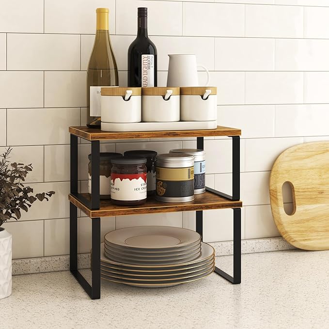 Kitchen Cabinet Organizer Shelf Set of 4, Sturdy Kitchen Counter Shelves - Image 5