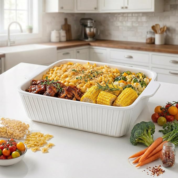 10" Square Ceramic Casserole Dish Set of 2-2.6 Qt Deep Baking Dishes - Image 8