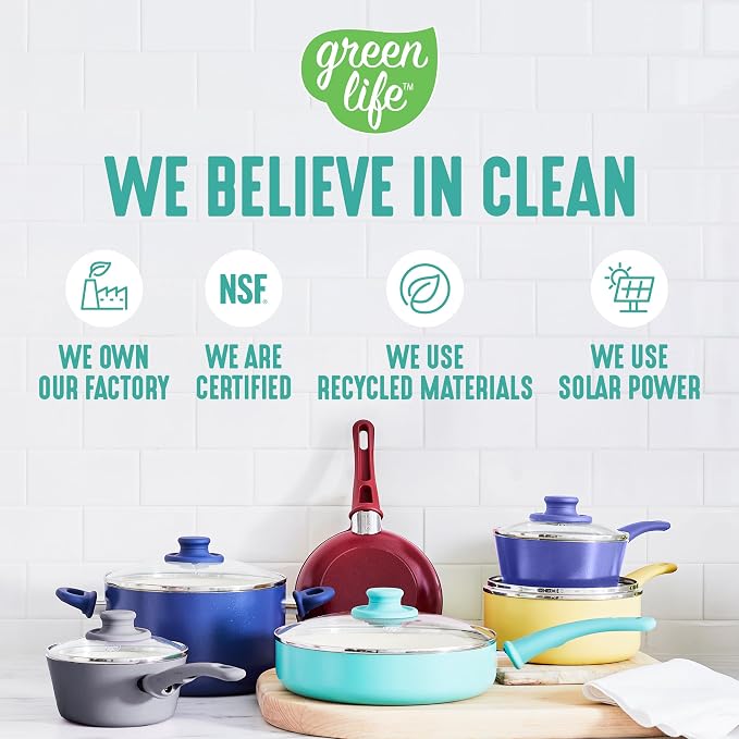 GreenLife 8 Piece Nonstick Cookware Set, Non-Toxic PFAS-Free Ceramic Pots & Pans - Image 7