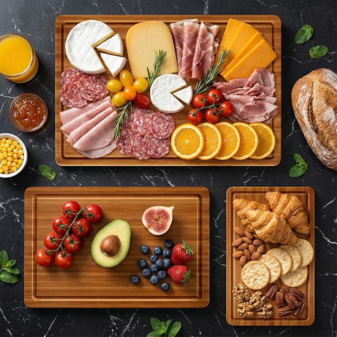 3 Pack Bamboo Cutting Board Set - Image 8