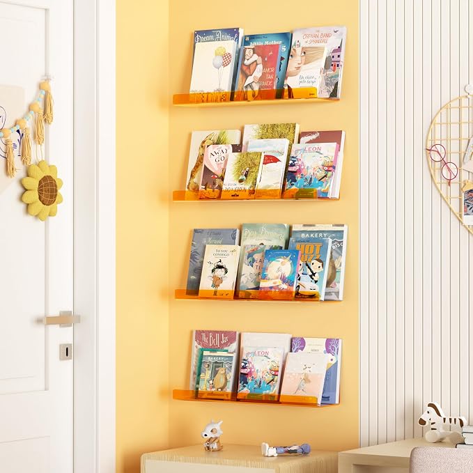 upsimples Acrylic Shelves for Wall Decor, Living Room, Floating Bookshelves for - Image 4