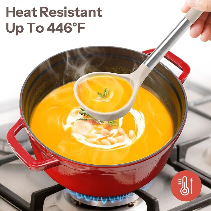 NCUE Silicone Cooking Utensils Set, Food Grade Silicone and Stainless Steel - Image 4