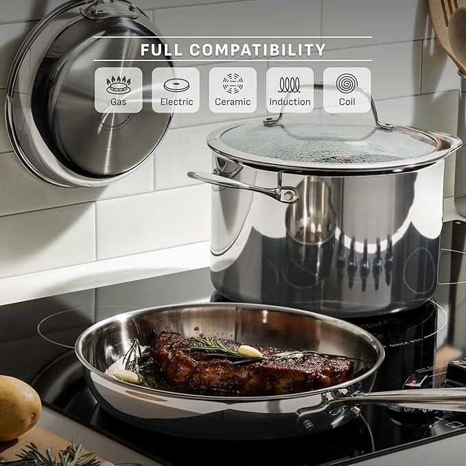 T-fal Pro Tri-Ply Stainless Steel Cookware Set, 10 Piece-Induction Compatible - Image 7