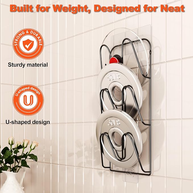 2 Pack Pot Lid Organizer, 6-Tier Pots and Pans Lid Organizer Under Cabinet - Image 6