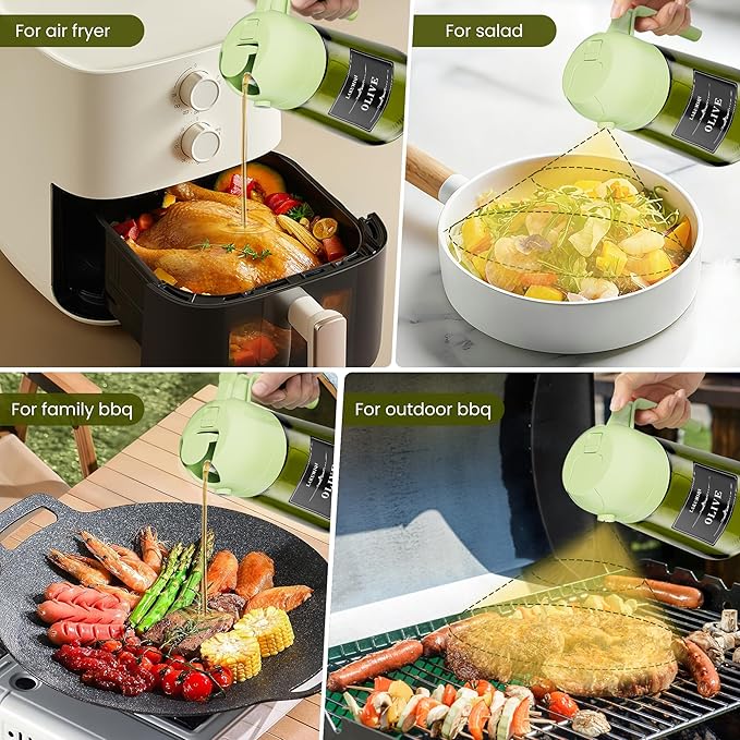 LAKUMIQI 2 in 1 Oil Sprayer for Cooking, 16oz Olive Oil Dispenser Bottle for - Image 10