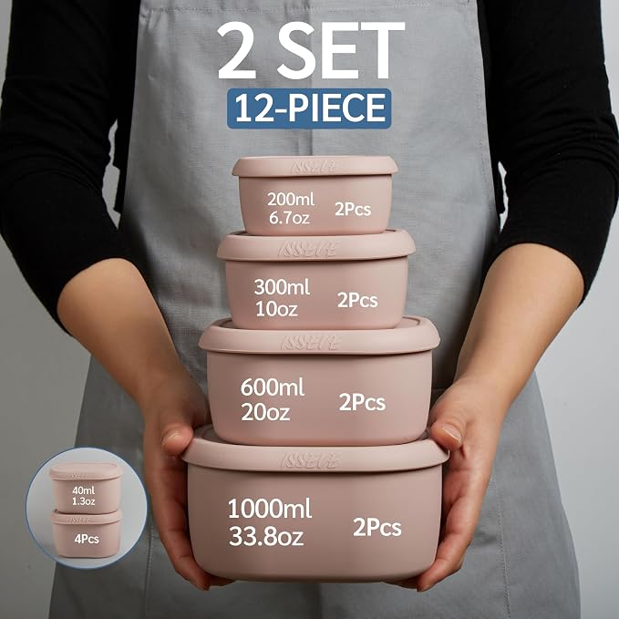 ISSEVE 12Pcs/Set Nesting Silicone Food Storage Containers - Image 2