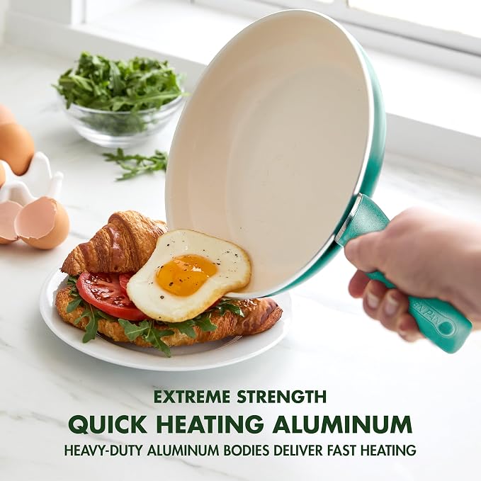 GreenPan Rio Healthy Ceramic Nonstick 8" Frying Pan Skillet and Silicone - Image 5