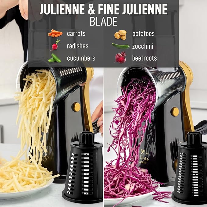 Zulay Kitchen Rotary Cheese Grater 5 Blade Cheese Shredder - Image 6