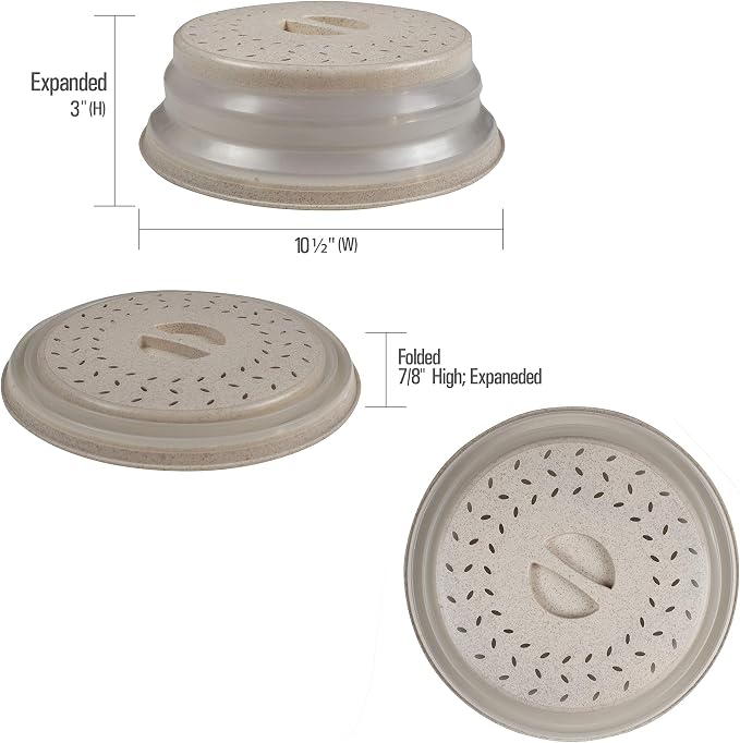 Handy Gourmet Beige Eco-Collapsible Splatter Shield-Keeps Microwave Clean - Image 3