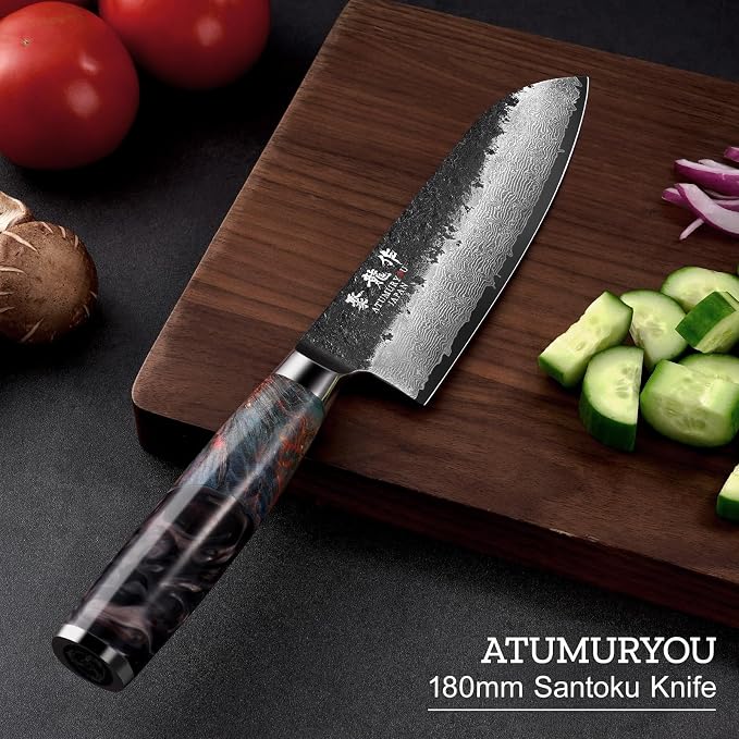Japanese Santoku Knife 7 Inch, Hand Forged 67 Layers Damascus VG10 Steel Core - Image 7