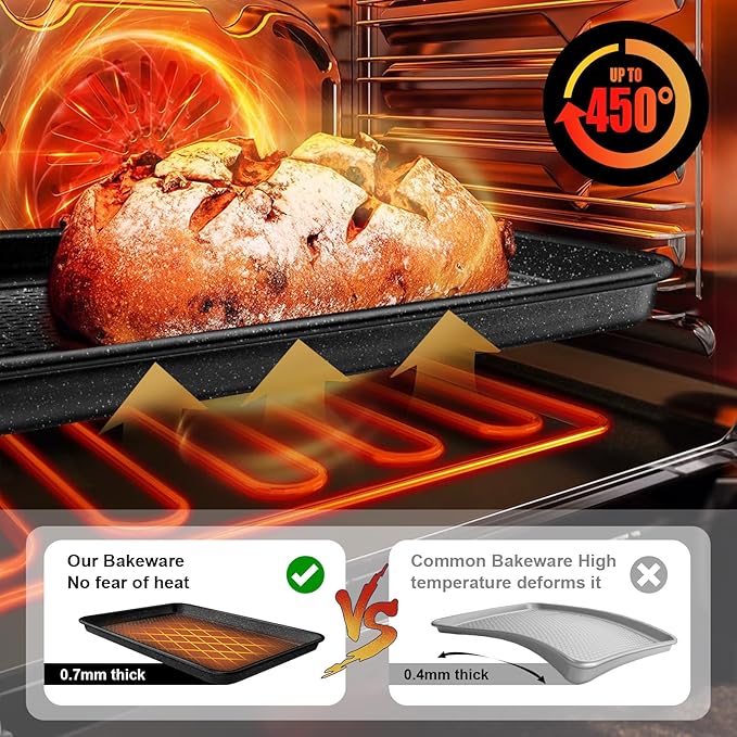 Wildone 2 Pack Half Sheet Baking Pans, Honeycomb Embossed Nonstick Baking Sheet - Image 5
