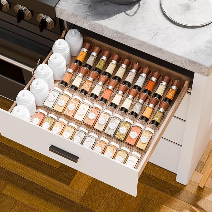 Yieach 8 Pack Adjustable Narrow In Drawer Spice Organizer - Image 2