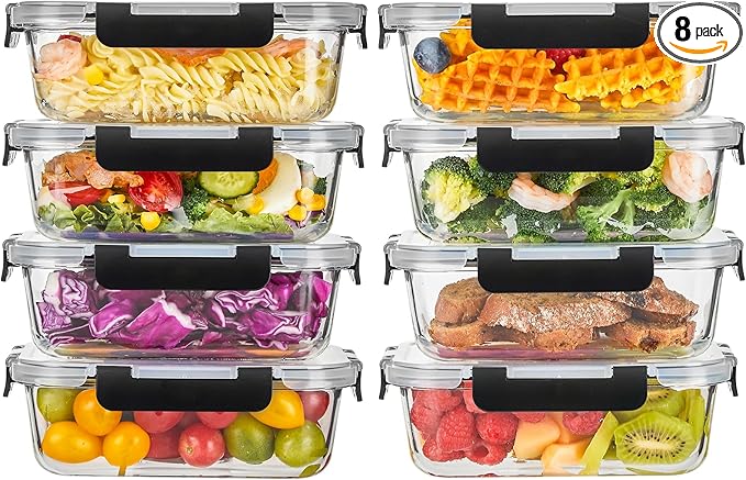 Liuruiyu 8 Pack 36OZ Glass Food Storage Containers by Liuruiyu
