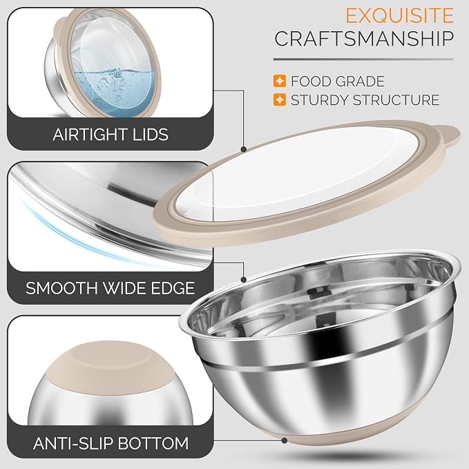 HaWare Mixing Bowls, 24-Piece Stainless Steel Salad Serving Bowl - Image 5