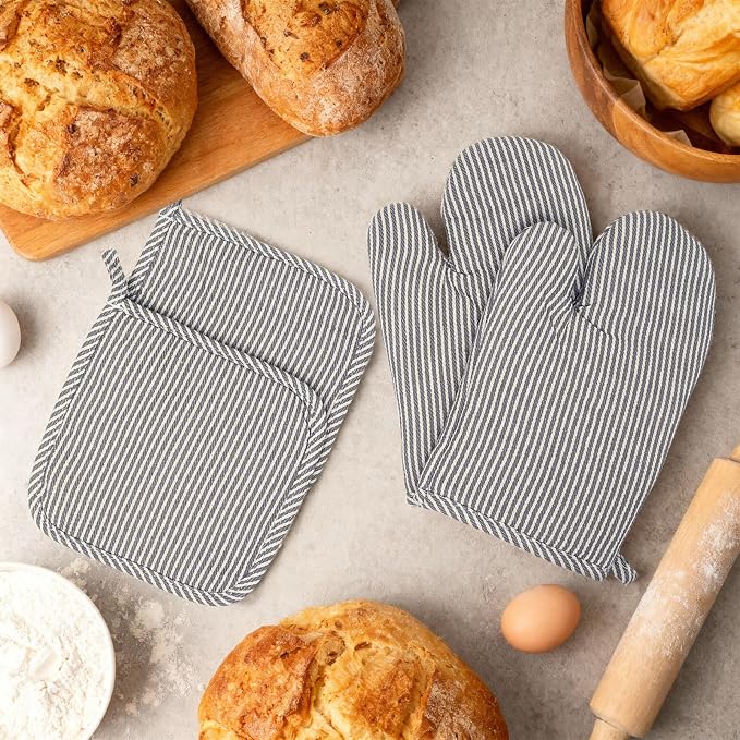 4 Pcs Oven Mitts and Pot Holders Heat Resistant Oven Mitts Sets Non Slip Oven - Image 5