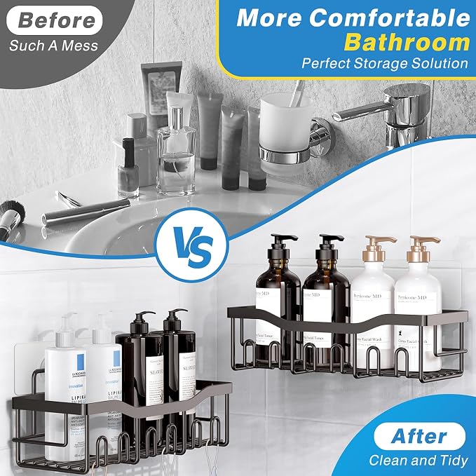 EUDELE Shower Caddy 2 Pack, Adhesive Organizer - Image 3