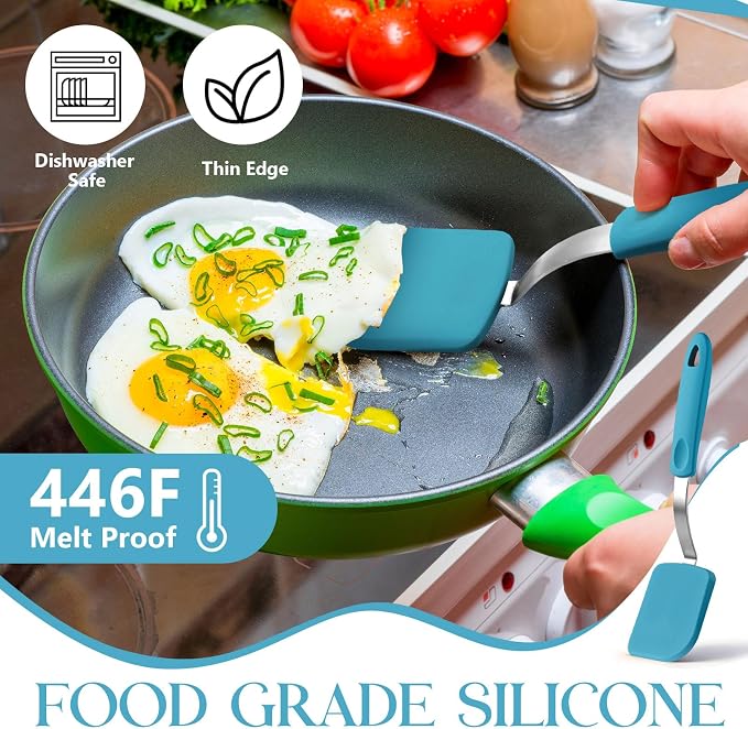 Silicone Cookie Spatula Turner 2 Pack Mini Brownie Spatula Flexible Kitchen - Image 4