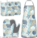Nautical Coastal Oven Mitts Pot Holders Cooking Apron Set of 5 Silicone by Unknown