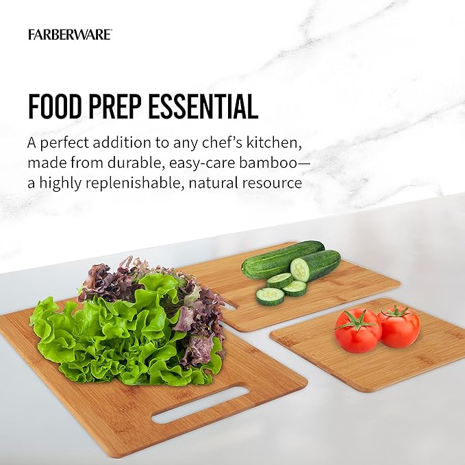 Farberware 3-Piece Wood Cutting Board Set, Reversible Chopping Boards - Image 2
