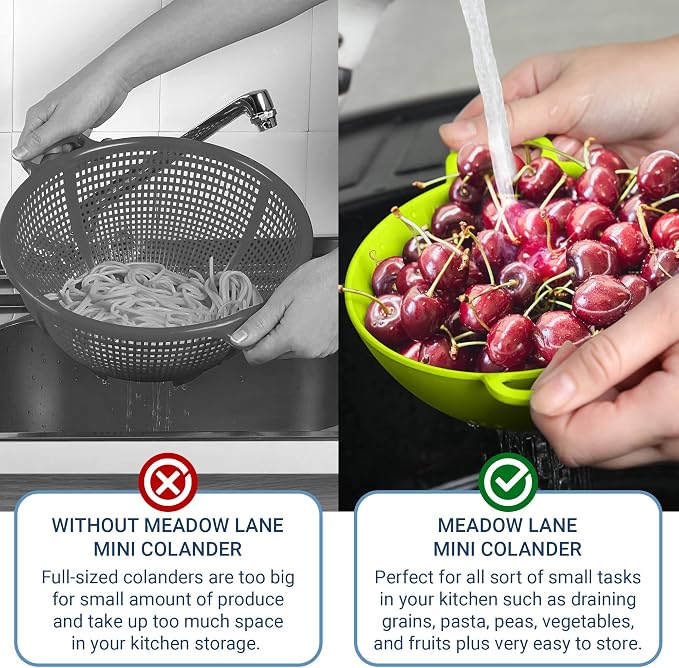 Meadow Lane 6-inch Small Colander, Dishwasher Safe, Double Handles, Compact - Image 6