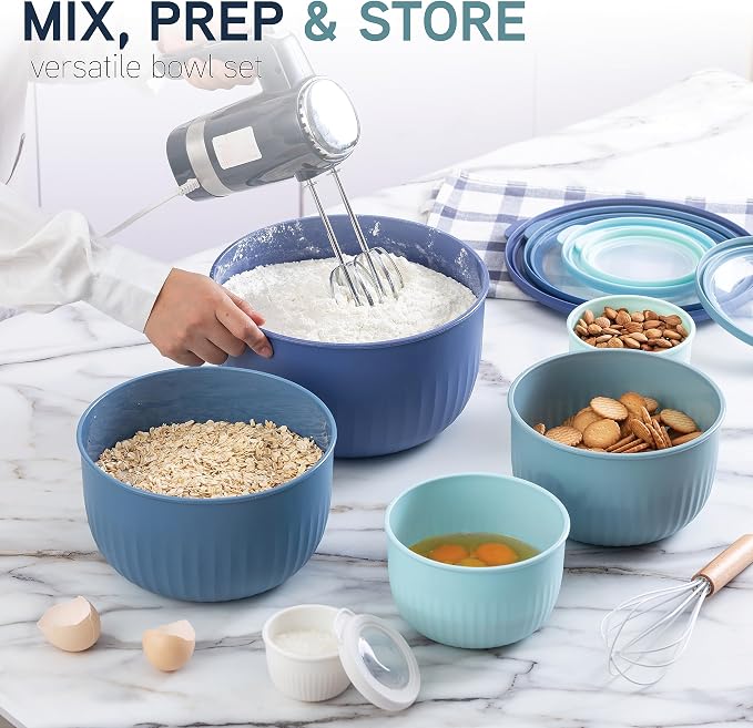 COOK WITH COLOR Prep Bowls with Lids- Wide and Deep Nesting Plastic Small - Image 5