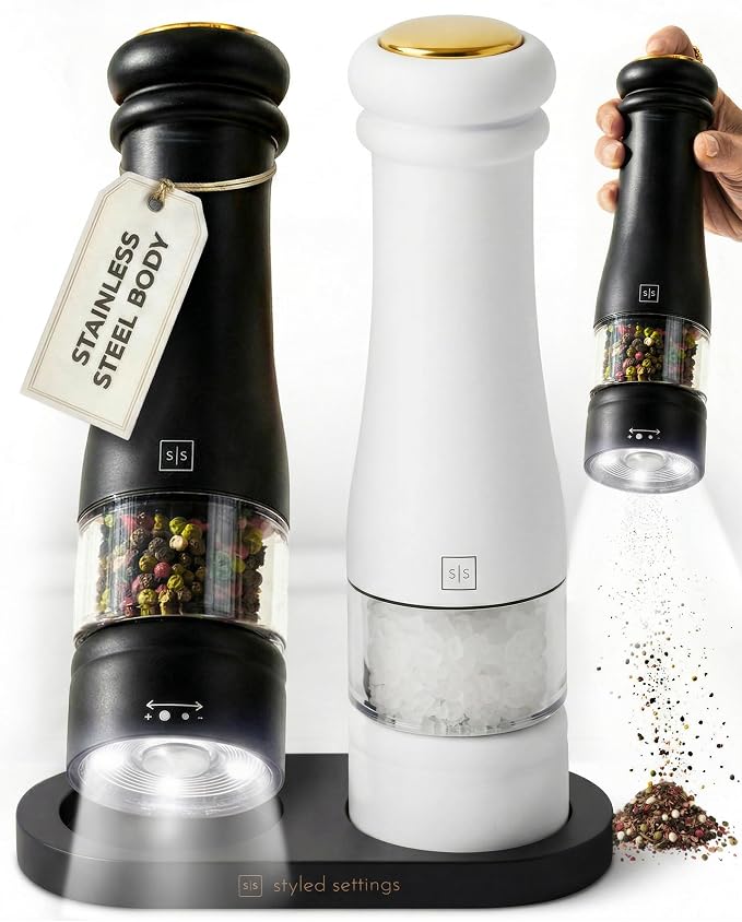 Electric Salt and Pepper Grinder Set by STYLEDSETTINGS