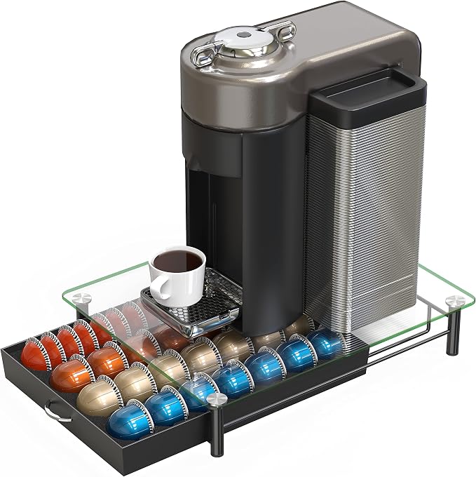 DecoBrothers Crystal Tempered Glass Vertuo Pod Holder Drawer, 28 Large or 56 - Image 5