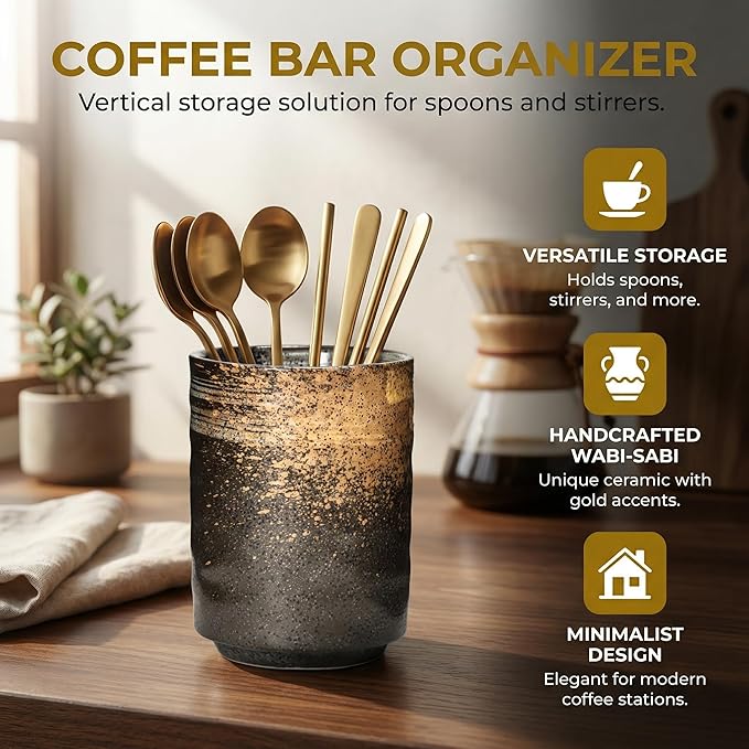 Ceramic Spoon Holder for Coffee Bar, Upright Tea Spoon Holder Cup, Coffee - Image 4