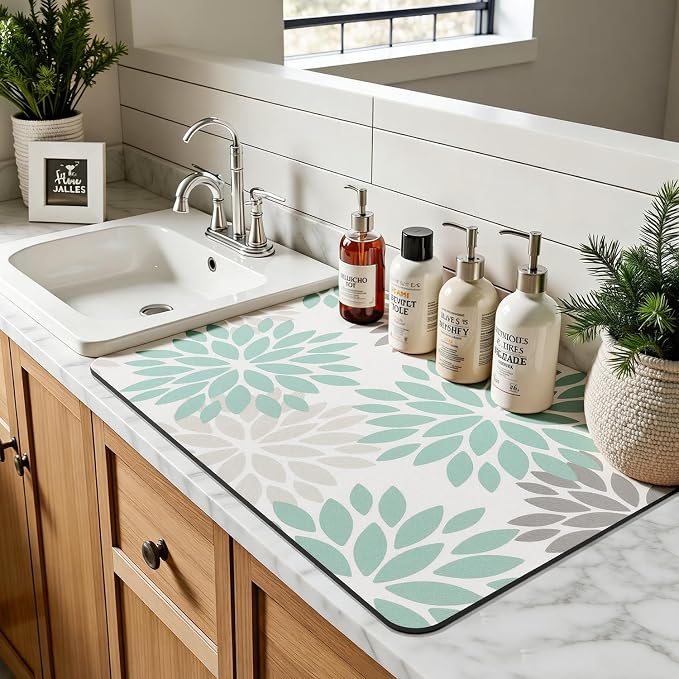 Findosom Floral Dish Drying Mat, Cuttable Drying Mat - Image 7