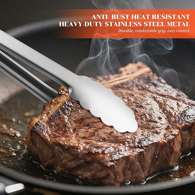 Grill Tongs - 12 Inch & 17 Inch Extra Long BBQ Tongs, Heat Resistant Stainless - Image 2