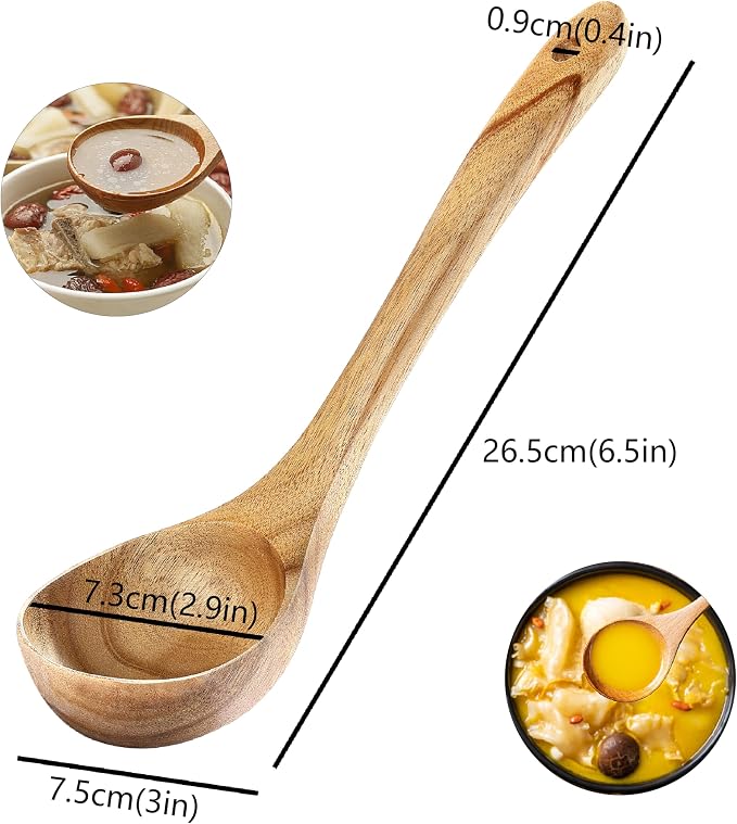 Ladle, Kaloo Teak Acacia Wooden Soup Ladle Spoons - Image 2